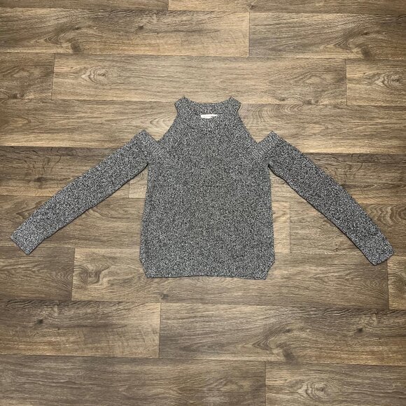 Rag & Bone Dana Cold Shoulder Sweater Black White Gray Marled Cotton Size Small - Picture 5 of 6